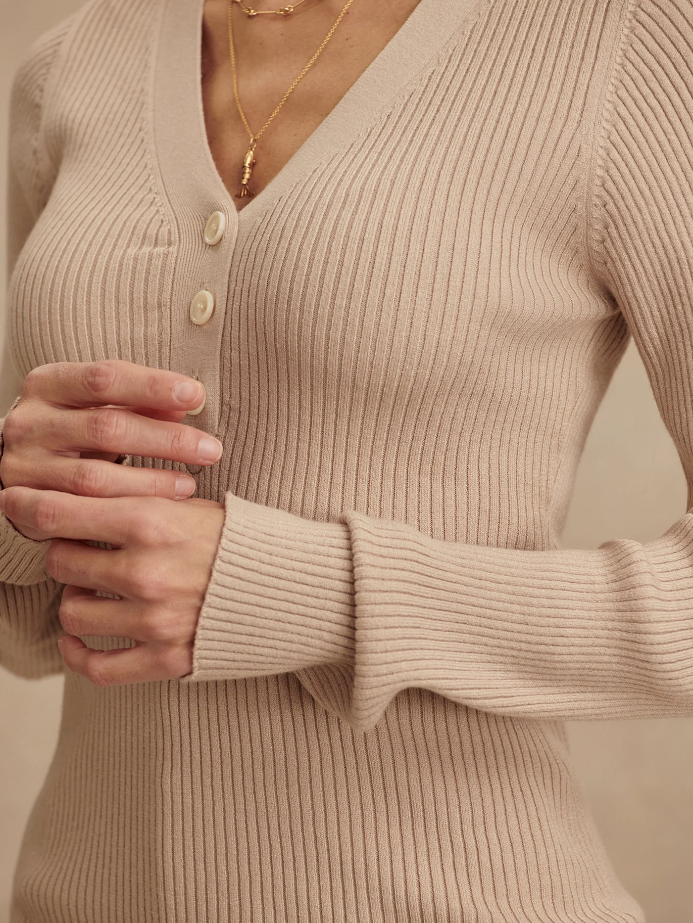 Blanca V-Neck Rib Knit Top - Image 4