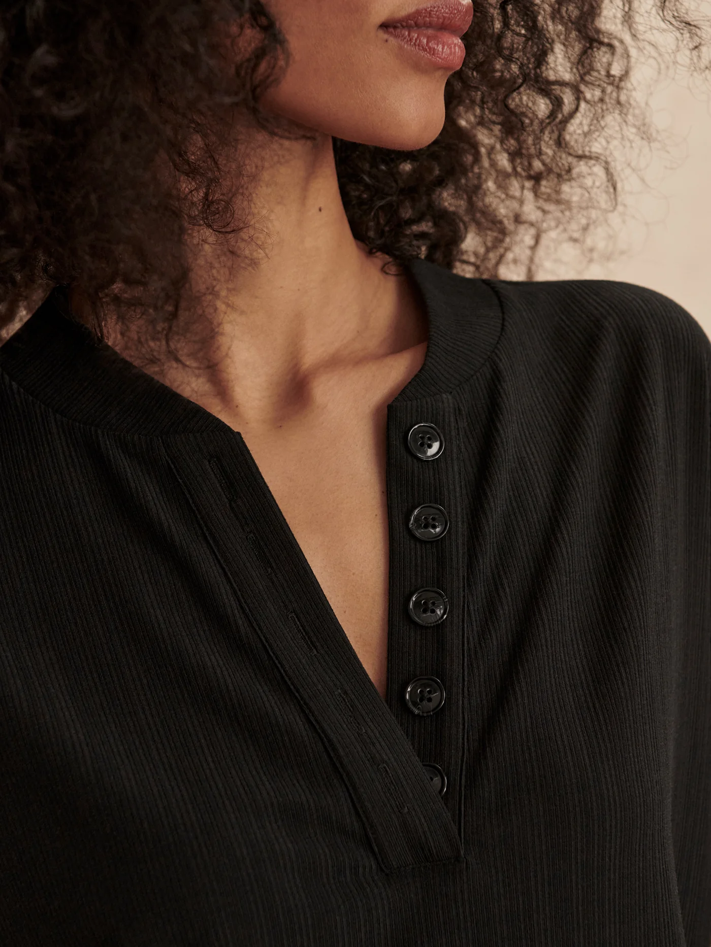 Kasey Mock Placket Rib Tee - Image 11