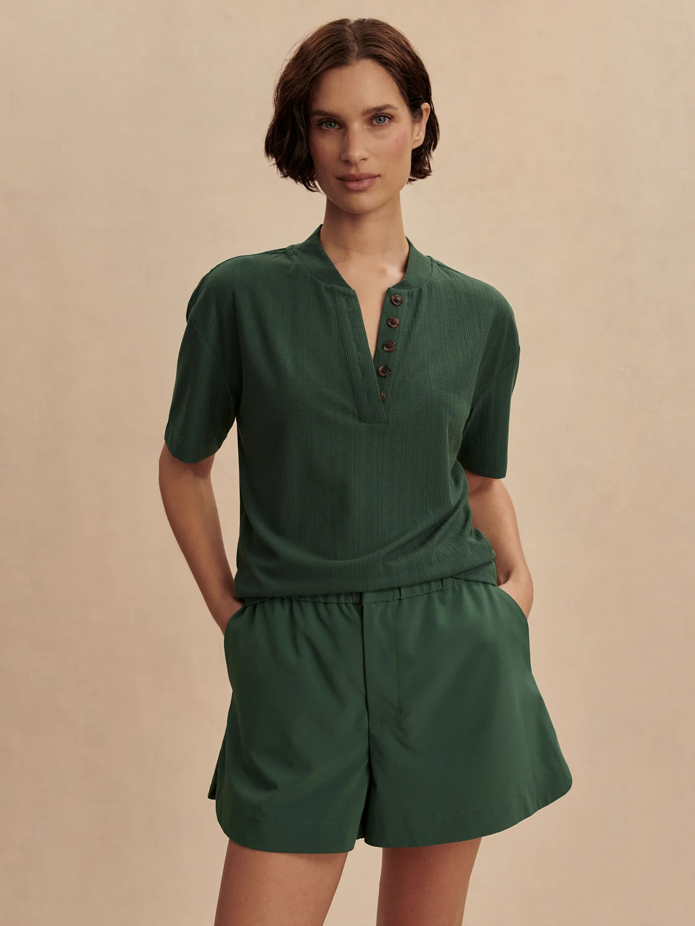 Kasey Mock Placket Rib Tee - Image 15